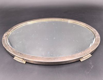 Dessous de plat en bronze argenté et fond miroité - Ep Art d…