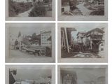 six vieilles photographies en noir et blanc d'une ville où l'on voit une calèche