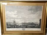 une vieille photo représentant une ville avec des bateaux sur l'eau