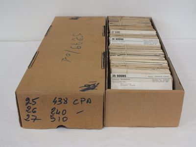 une boîte remplie de boîtes de courrier posée sur une table