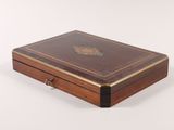 an image of a wooden box with a lid on a white background