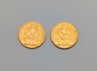 deux pièces d'or sur un fond bleu