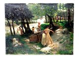un tableau représentant une femme avec un panier sur la tête