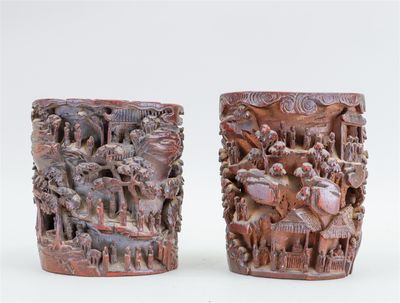 Ensemble de deux porte-pinceaux en bois de palmier décorés d…