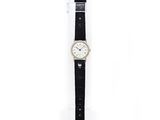 a black and white watch with a white face on it