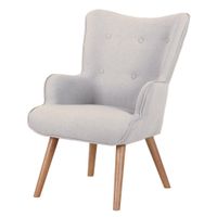 RENDEZ-VOUS DECO - Baloo - Fauteuil en tissu gris clair.