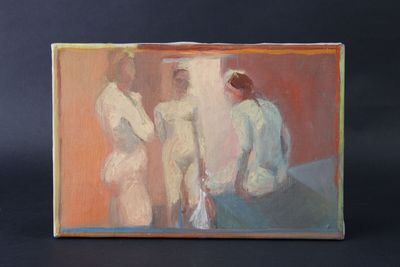 École XXe: "Nus à l'atelier", huile sur toile.