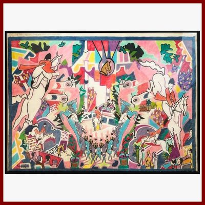 LAPICQUE Charles 1898-1988 : Concours hippique, 1971.
