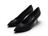 une paire de chaussures noires à bout pointu sur fond blanc