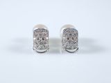 a pair of white gold and diamond earrings on a white background