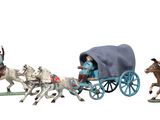 quatre figurines représentant des personnes dans une calèche