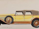 dessin d'une vieille voiture jaune avec un toit et des pneus de couleur beige