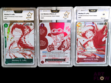 three cards with different designs are displayed on a black background
