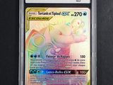 a close up of a pokemon card on a black surface