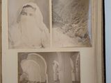 an old book with pictures of a woman in a white veil