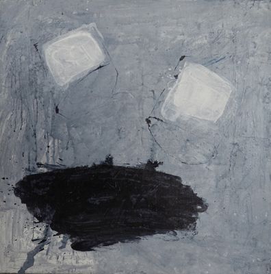 tableau représentant une peinture en noir et blanc composée de carrés de peinture noire et blanche