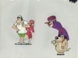 a picture of a cartoon character with a dog and a man