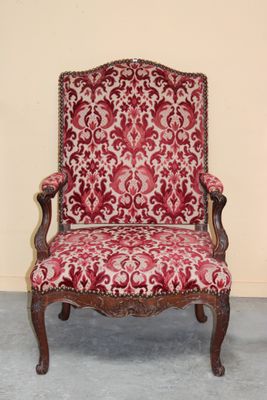 an image of a red and white chair sitting in a room