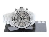 the watch is white and has a black face