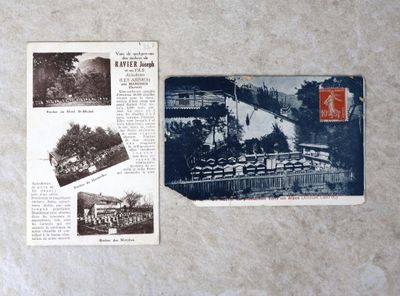 une vieille carte postale représentant un train et une carte postale représentant un train