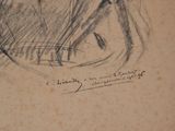 a drawing of a woman sitting on a chair