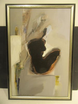 une photo d'un tableau représentant un homme assis sur des toilettes