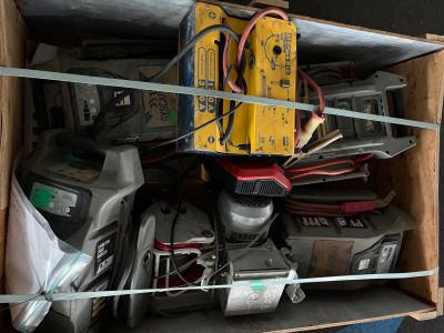 a box full of assorted electronic equipment in it