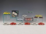 a lot of cars that are in a display case