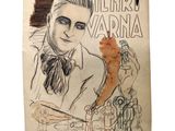un vieux dessin représentant un homme tenant un morceau de pizza dans la main
