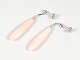 pair of pink glass drop earrings on a white background