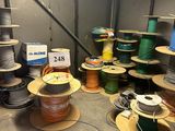 many spools of different colors and sizes in a room
