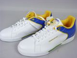 adidas stan smith white / blue / yellow men ' s shoes size 9 5