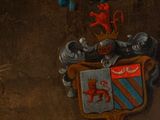 an image of a painting of a coat of arms on a wall