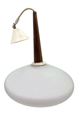 a white table lamp with a wooden base and a white lamp shade