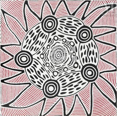 une image représentant un dessin de tournesol sur fond rouge