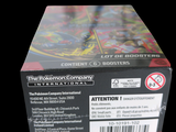 a box of pokemon trading cards on a black background
