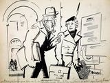drawing of a man in a military uniform talking to a man in a military uniform