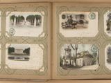 an open book with pictures of buildings and people in it