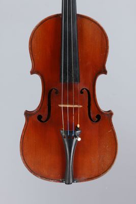 gros plan d'un violon sur fond blanc