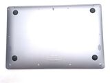 a close up of a silver laptop with a white background