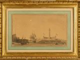an old picture of a picture of a ship in the water