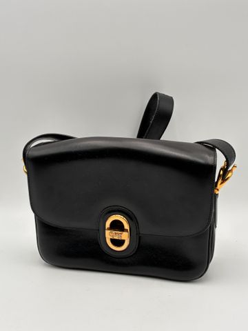 CELINE - Sac box fin noir, piqué sellier, anse réglable, dans sa ...