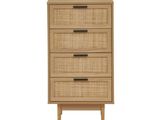 une commode en bois avec trois tiroirs de chaque côté