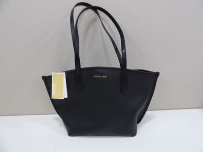 michael korsh black leather tote bag