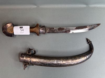 Grand poignard marocain dit koumia, poignée en bois et allia… - Photo 1