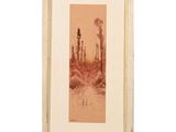 an image of a painting of a river with trees in the background