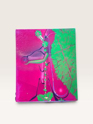une image représentant une peinture d'une plante rose et verte sur un fond rose