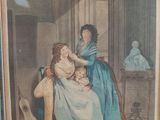 painting of a woman combing another woman ' s hair in a room