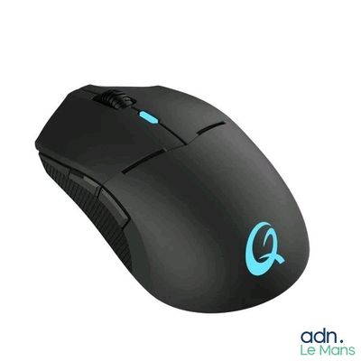 logge gaming mouse with a light blue logo on the side