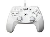 gros plan d'une manette de jeu sur fond blanc